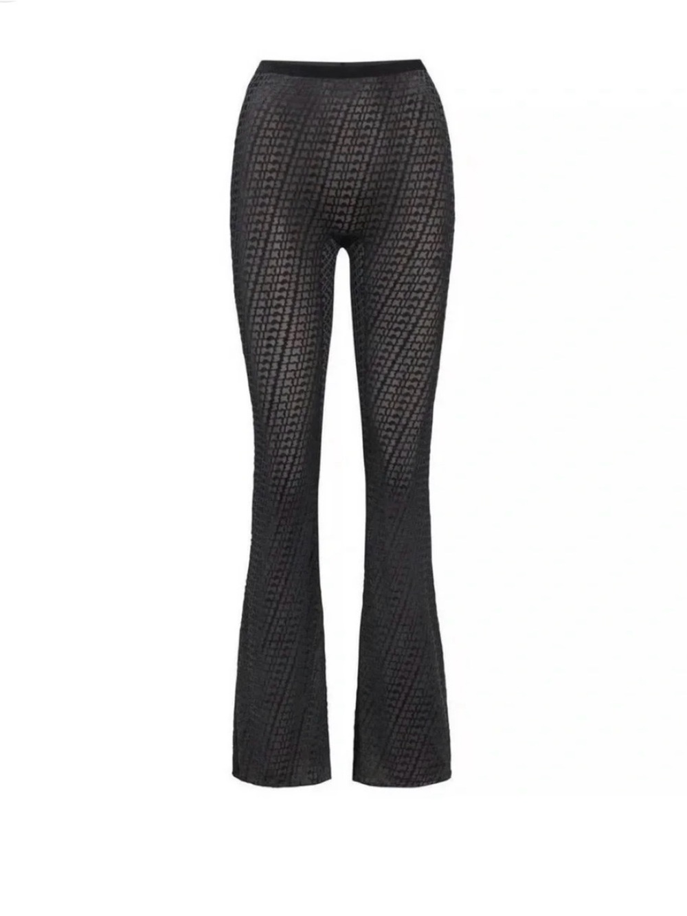 SKIMS Black Flared Mesh Patterned Pants